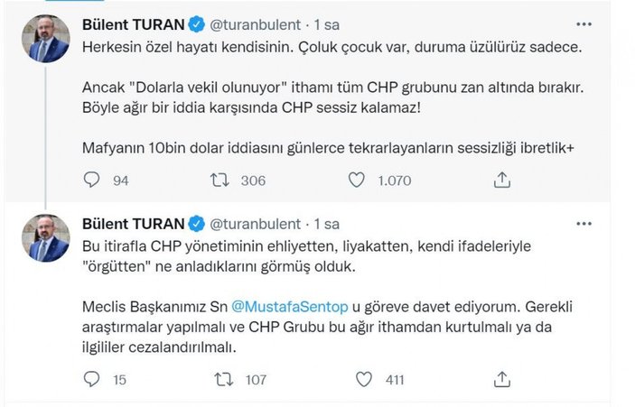 Bülent Turan: CHP ithamlar karşısında sessiz kalamaz
