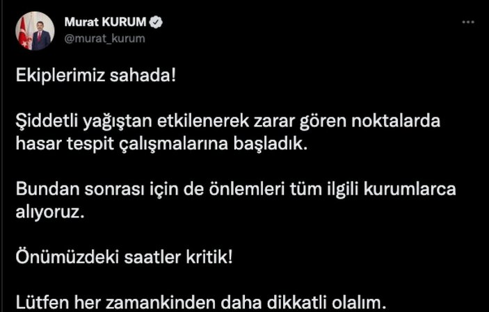 Murat Kurum'dan sel bölgesindeki vatandaşlara çağrı