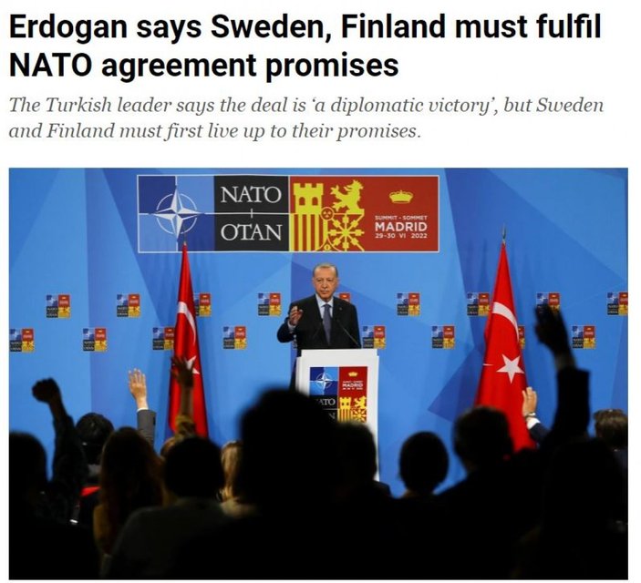 Cumhurbaşkanı Erdoğan'ın İsveç ve Finlandiya'ya iade uyarısı dünyanın gündeminde