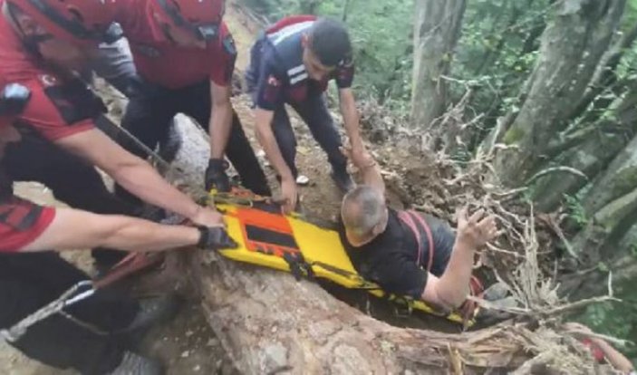 Artvin'de 50 metre uçuruma yuvarlanan kişi, kurtarıldı