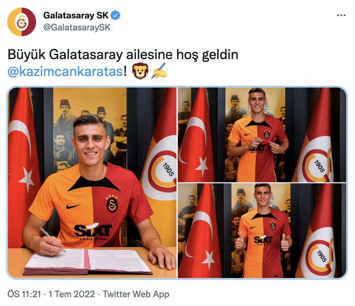 Galatasaray Kazımcan'ı KAP'a bildirdi