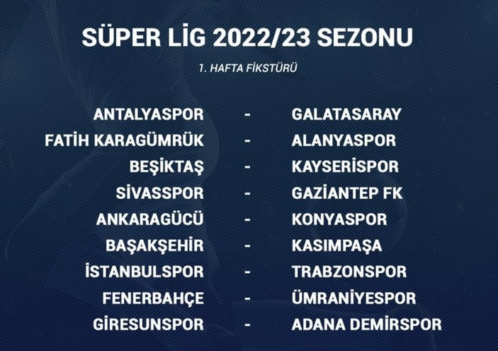 Süper Lig'de yeni sezonun fikstürü belli oldu
