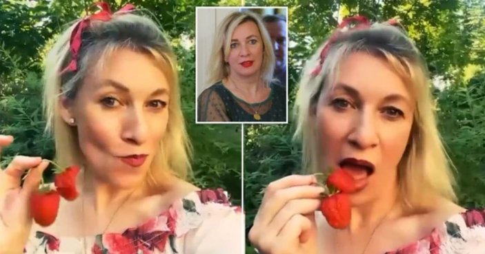 Rus Sözcü Zaharova'nın çilek yediği anlar konuşuluyor