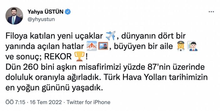 THY, uçuş ve yolcu rekoru kırdı