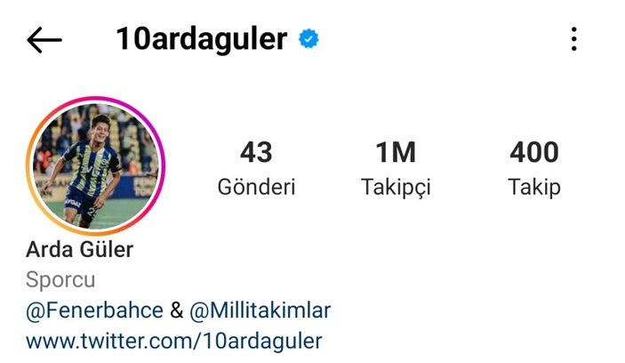 Arda Güler, Instagram'da 1 milyon takipçiye ulaştı
