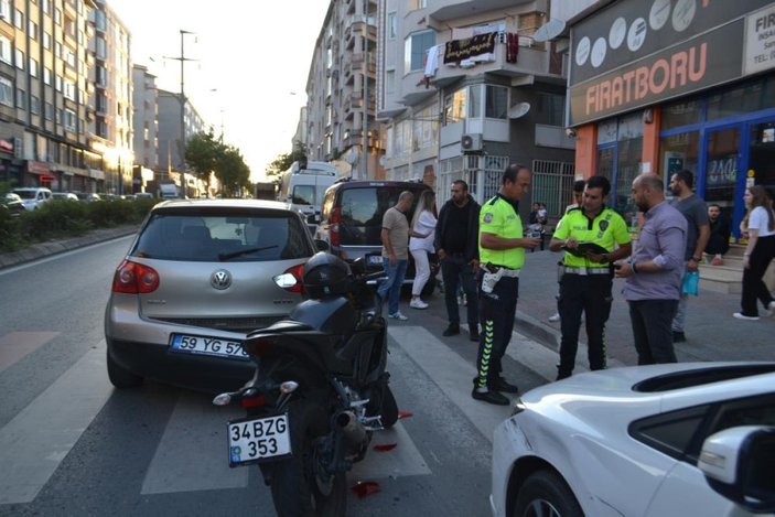Tekirdağ'da kaza yapan motosiklet sürücüsü isyan etti