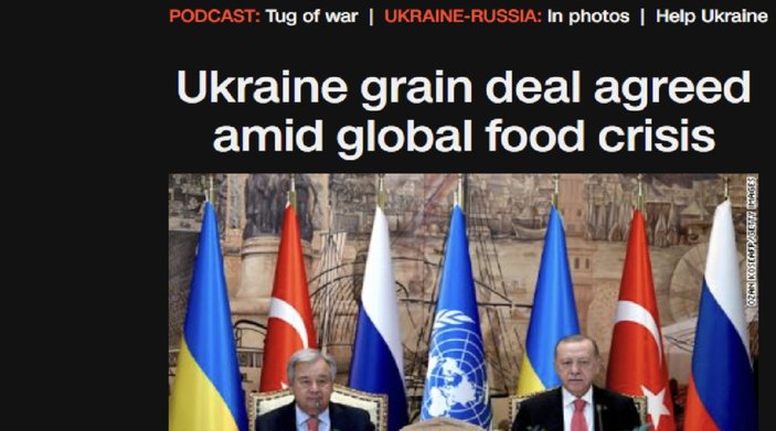 Tahıl koridoru anlaşması dünya basınında