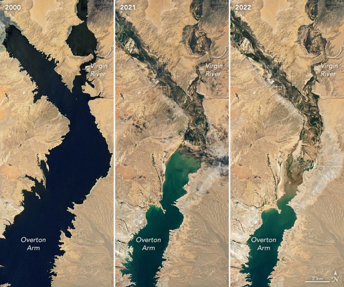 NASA, Mead Gölü'ndeki su azalışını görüntüledi