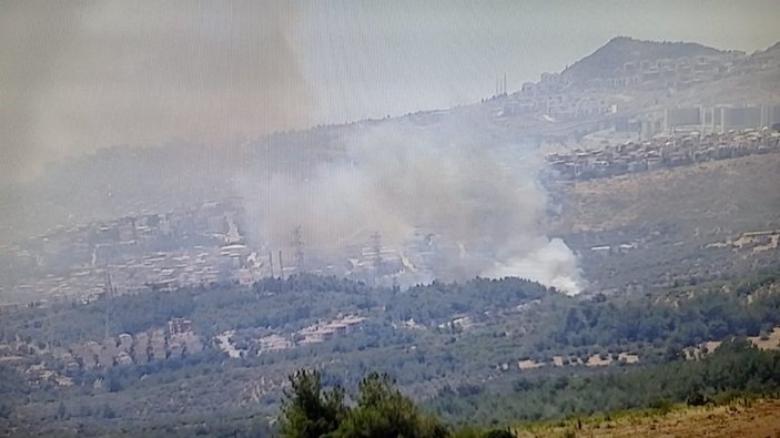 İzmir'de makilik alandaki yangına havadan ve karadan müdahale