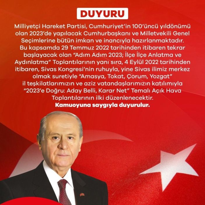 MHP sahaya ineceğini açıkladı: 2023'e Doğru: Aday Belli, Karar Net