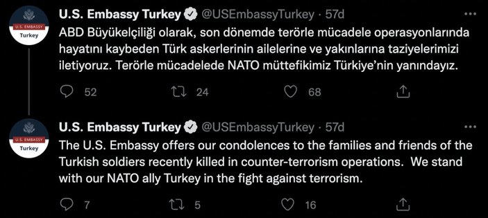 ABD'den Türkiye'ye taziye mesajı