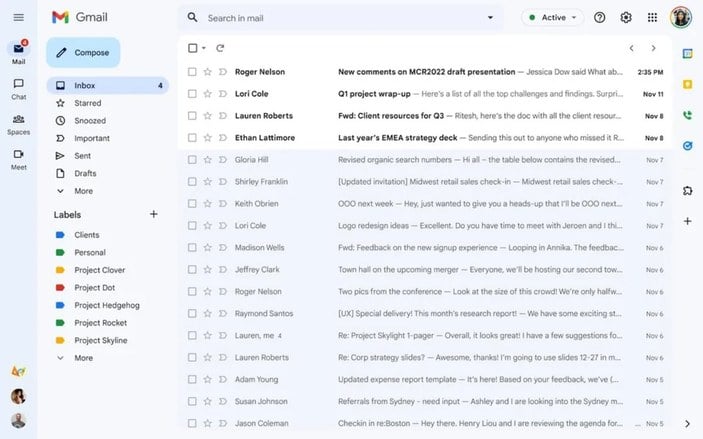 Gmail'in yeni görünümü, herkesin kullanımına sunulacak