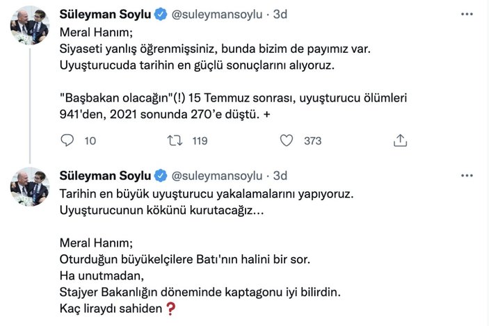 Süleyman Soylu'dan Meral Akşener'e uyuşturucu ile mücadele tepkisi