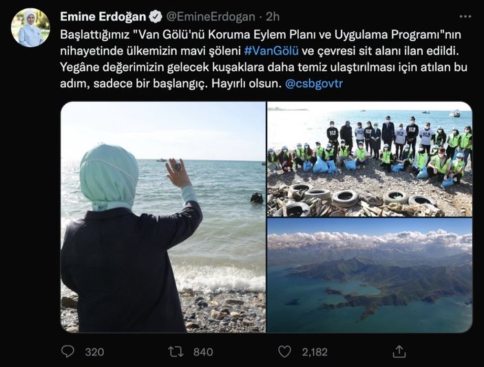 Emine Erdoğan'dan Van Gölü paylaşımı