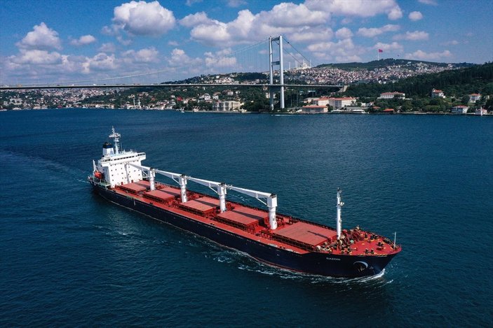 Ukrayna'dan çıkan ilk tahıl gemisi İstanbul Boğazı'nı geçti