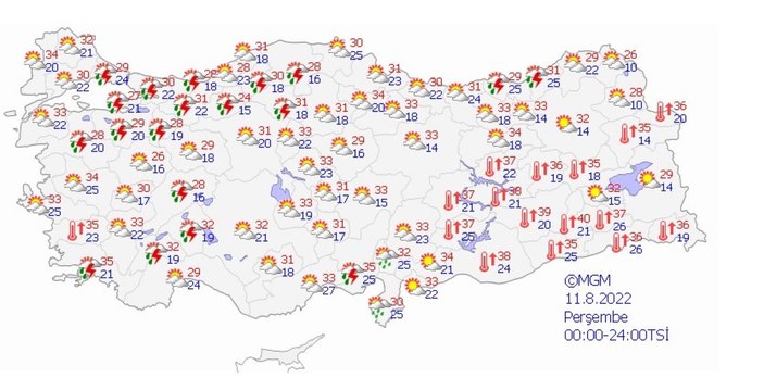 İç Ege ve Batı Akdeniz'in iç kesimleri için kuvvetli sağanak uyarısı