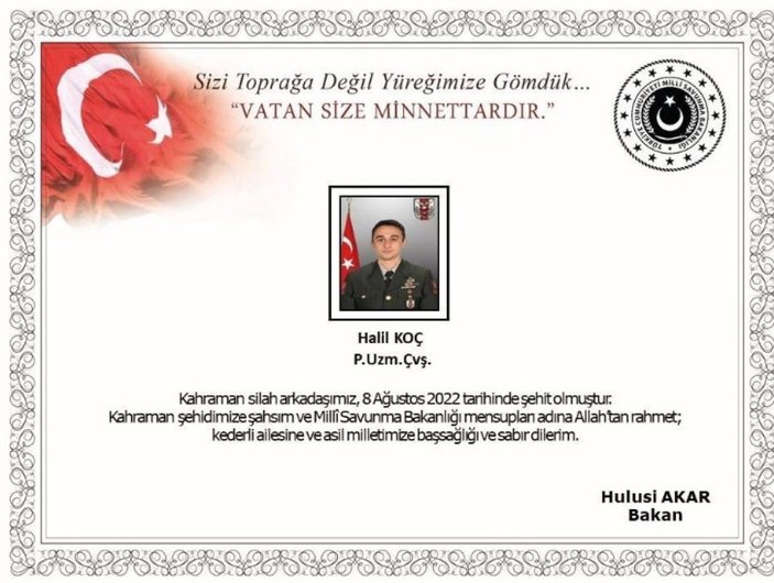 Malatya’da, şehidin baba ocağına Türk bayrağı asıldı