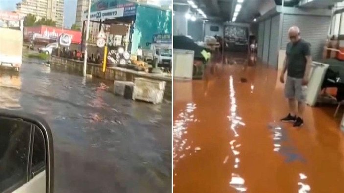 Ispartakule'de kapalı pazar yerini su bastı