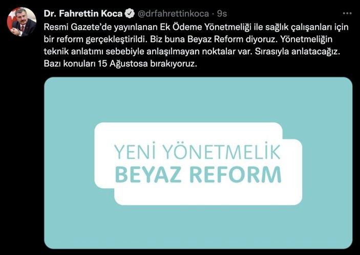Fahrettin Koca: Sağlık çalışanları için bir reform gerçekleştirildi