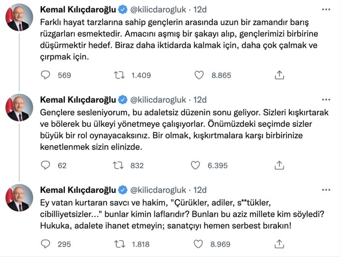 Kemal Kılıçdaroğlu'ndan Gülşen'e destek paylaşımı