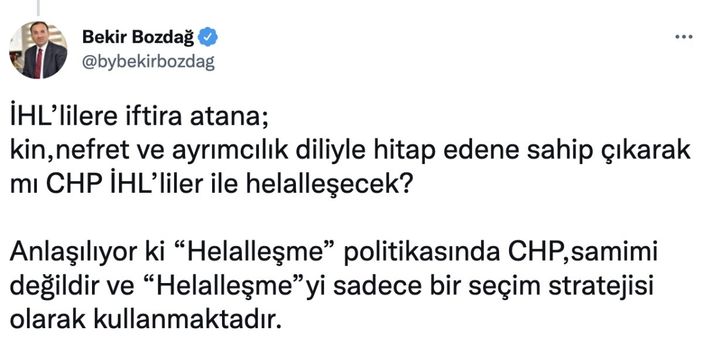 Bakan Bozdağ: CHP, İHL'liler ile böyle mi helalleşecek