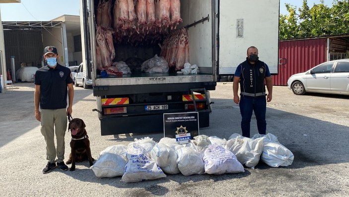 Mersin’de et tırından 77 kilo esrar çıktı