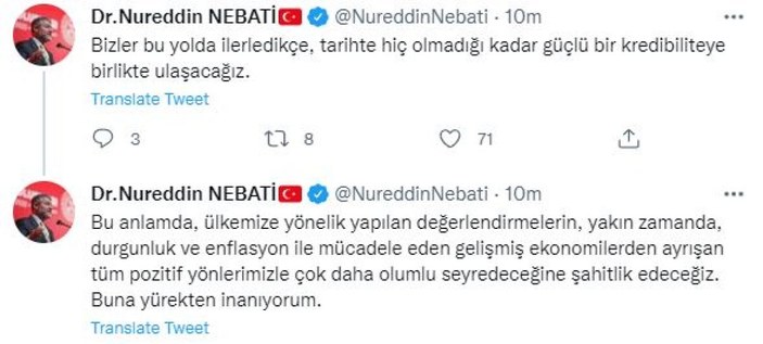 Nureddin Nebati, Türkiye ekonomisini değerlendirdi