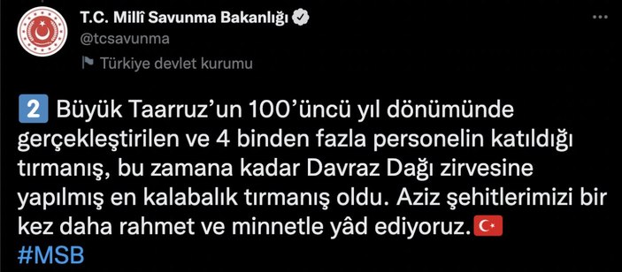 MSB'den Büyük Taarruz paylaşımı: Nefes kesen tırmanışın görüntüleri