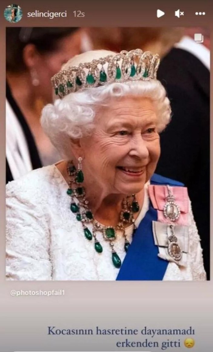 Selin Ciğerci'den Kraliçe Elizabeth paylaşımı