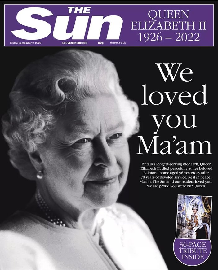 İngiliz gazeteleri, ölen Kraliçe Elizabeth'e tam sayfa ayırdı