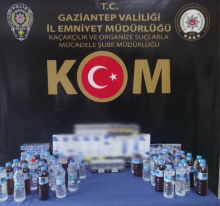 Gaziantep'te kaçak alkol operasyonunda 24,5 litre dökme alkol bulundu