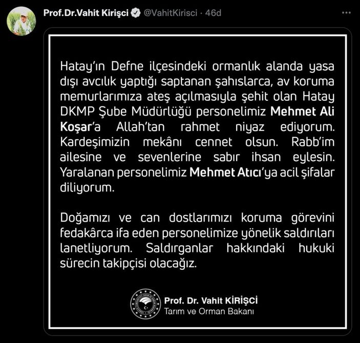 Hatay'da kaçak avcılar, av koruma memurunu öldürdü 
