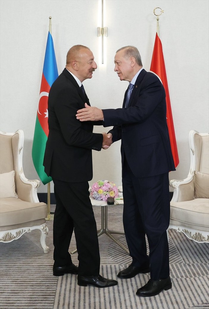Cumhurbaşkanı Erdoğan, mevkidaşı Aliyev'le buluştu