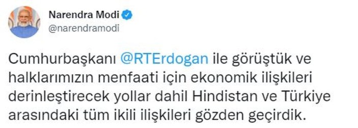 Cumhurbaşkanı Erdoğan, Narendra Modi ile görüştü