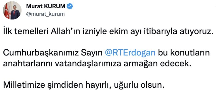 Bakan Kurum'dan Kılıçdaroğlu’na: İsteseniz de istemeseniz de bu konutları yapacağız