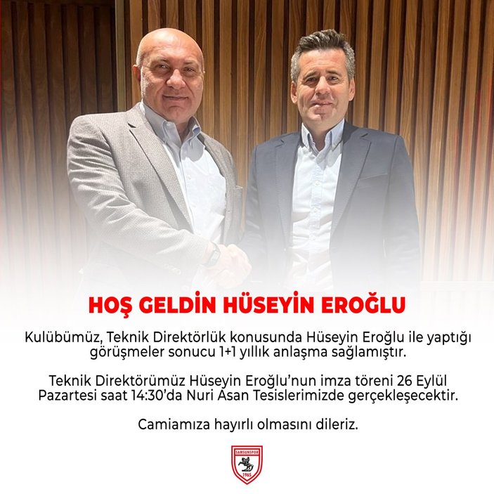 Samsunspor, Hüseyin Eroğlu ile sözleşme imzaladı