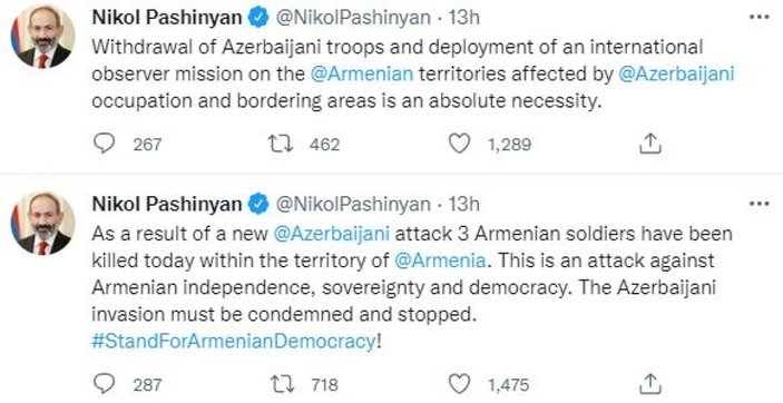Nikol Paşinyan: Azerbaycan durdurulmalı
