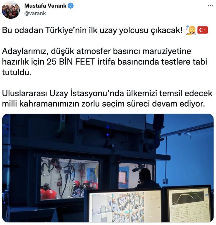 Bakan Varank'tan Türkiye Uzay Ajansı paylaşımı