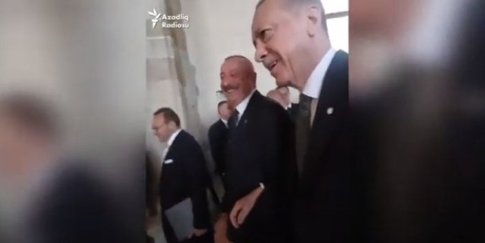 Cumhurbaşkanı Erdoğan ve Aliyev'in Azerbaycanlı gazeteciyle samimi sohbeti