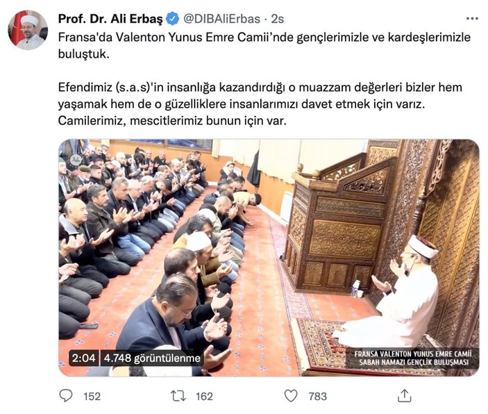 Ali Erbaş Fransa'da gençlerle görüştü