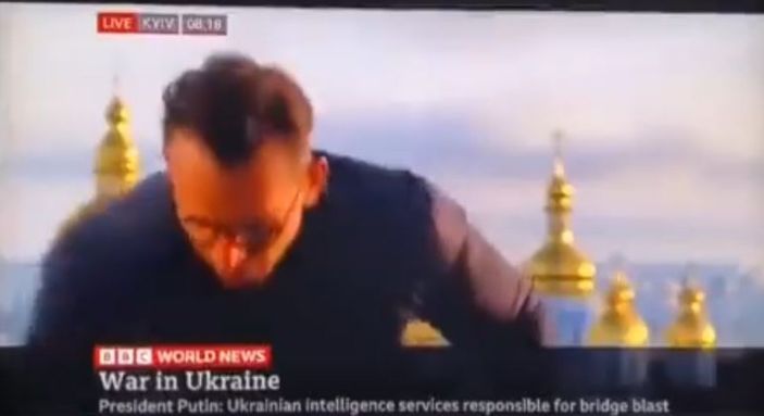 Kiev'e saldırı anı, BBC yayınına yansıdı