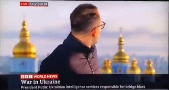 Kiev'e saldırı anı, BBC yayınına yansıdı