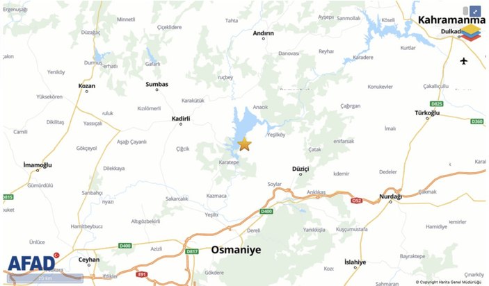 Osmaniye'de 5,1 büyüklüğünde deprem