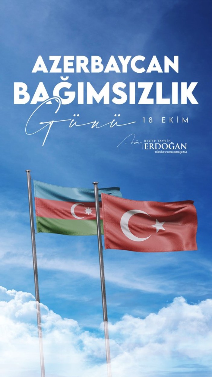 Cumhurbaşkanı Erdoğan'dan Azerbaycan'ın bağımsızlık günü mesajı