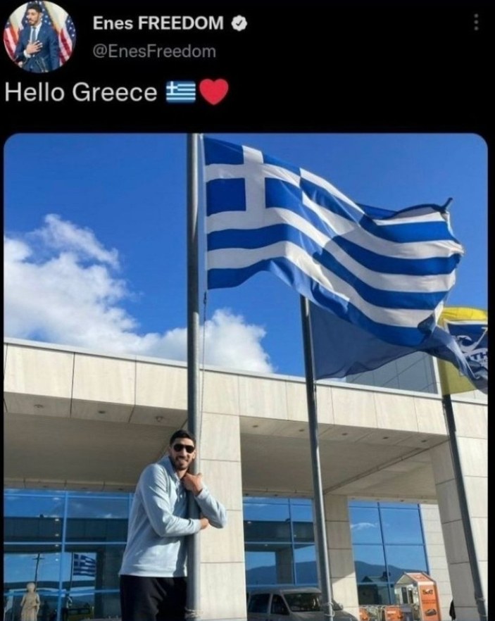 FETÖ'cü Enes Kanter'in Yunanistan paylaşımı