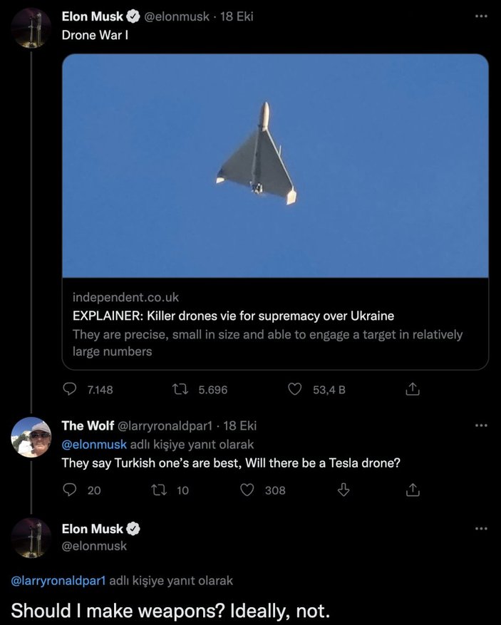 Elon Musk'a SİHA sorusu