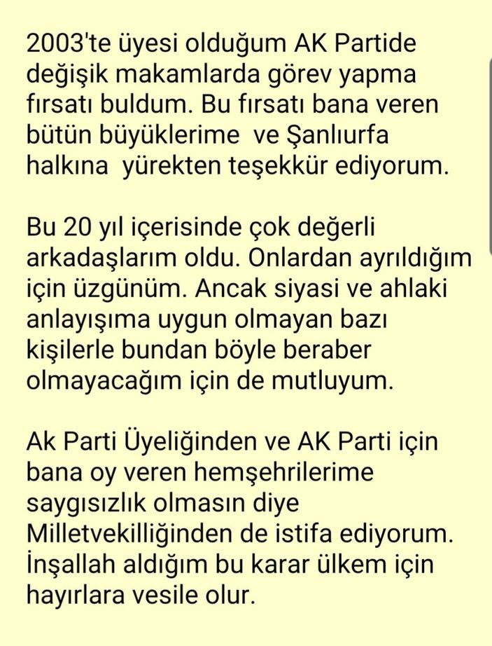 Ahmet Eşref Fakıbaba, AK Parti ve milletvekilliğinden istifa etti