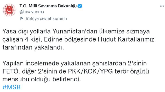 Hudut Kartalları sınırda 4 teröristi yakaladı