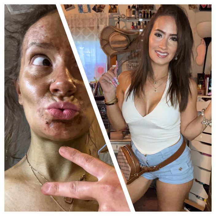 Makyajla kendisini adeta yeniden tasarlayan kadın