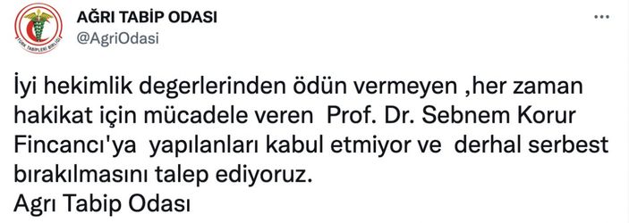 Tabip Odaları'ndan Şebnem Fincancı'ya destek açıklamaları